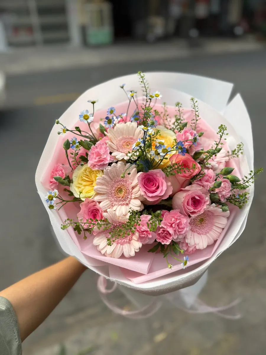 Bó đồng tiền mix hồng - ảnh 1
